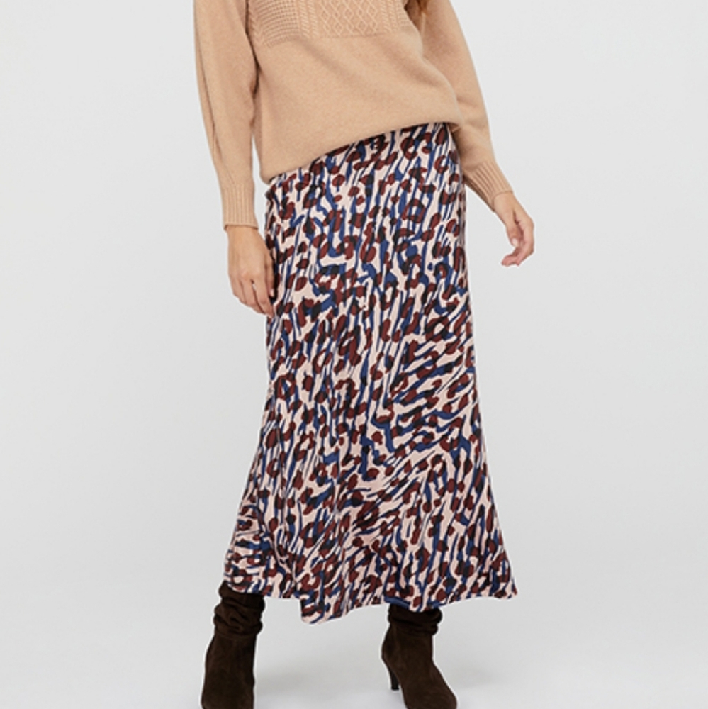 Monsoon animal print pink slip skirt Size XL NWT